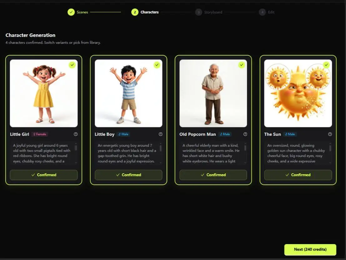 Step 2: Lock character visual consistency in AI cartoon generator