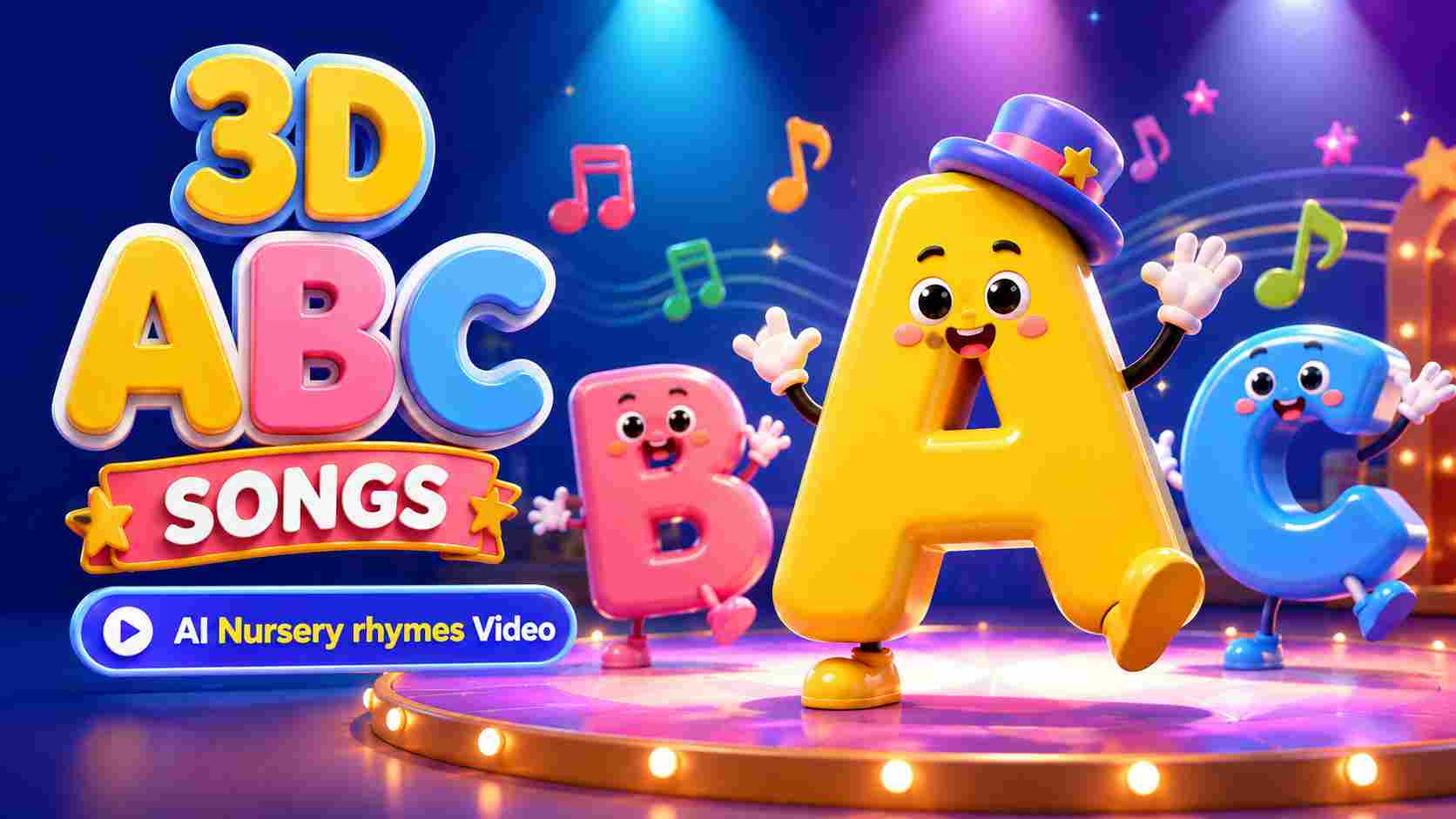 Create  ABC Song Videos & Alphabet Nursery Rhyme MVs with AI
