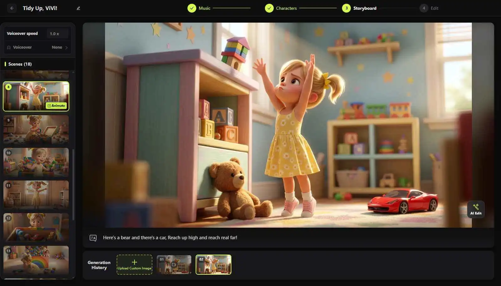 Generate the video