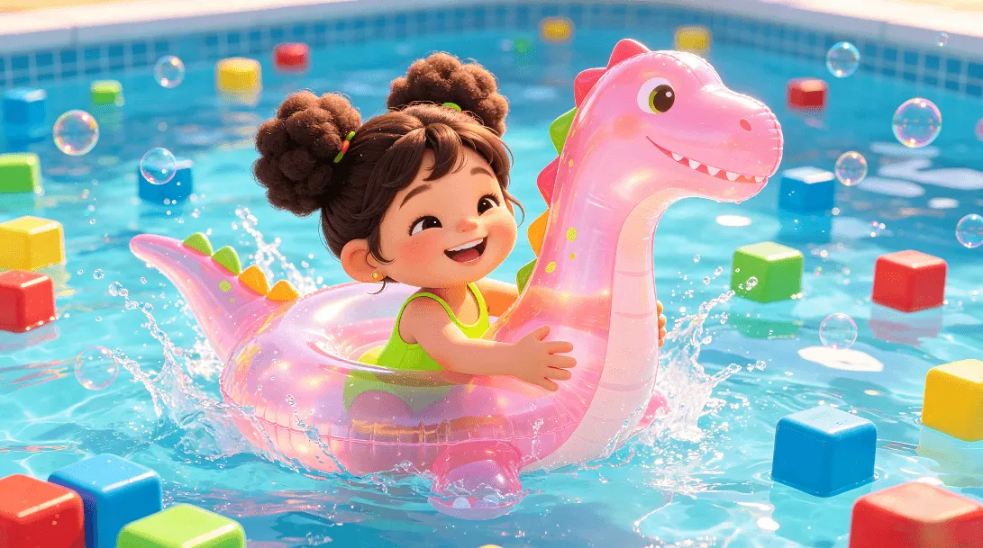 Bright 3D cartoon animation style