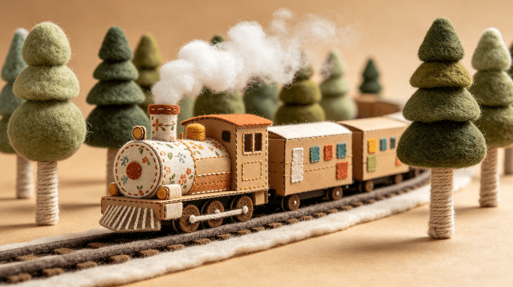 Felt and paper handcraft animation style
